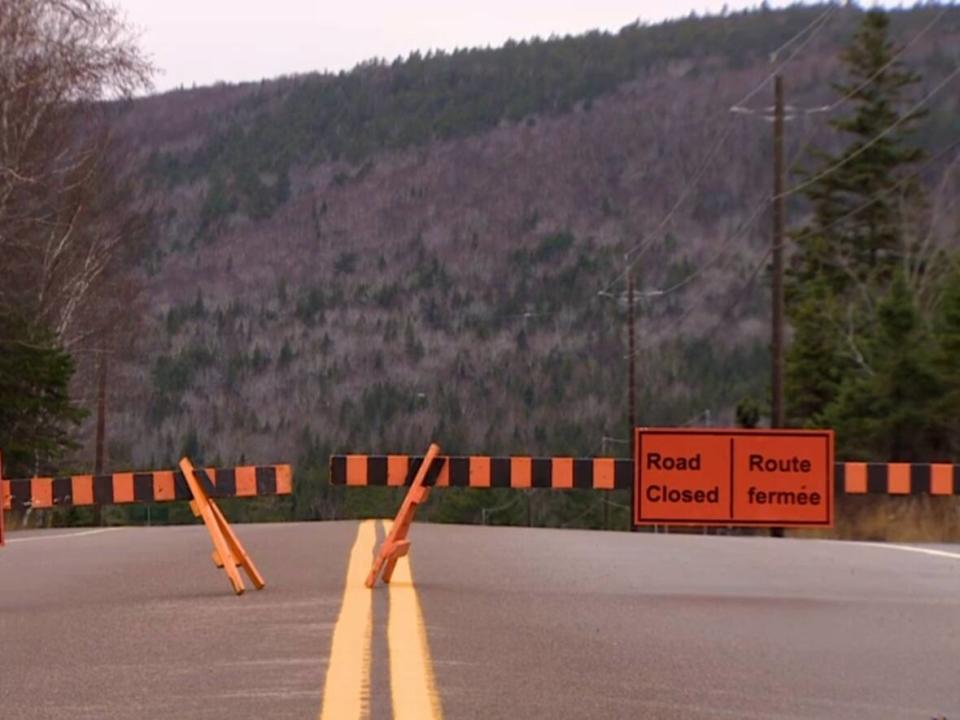 Parts of the Cabot Trail, a 298-kilometre highway loop in northern Cape Breton, are  closed because of Tuesday's heavy rainfall and wind storm. (Eric Woolliscroft/CBC - image credit)