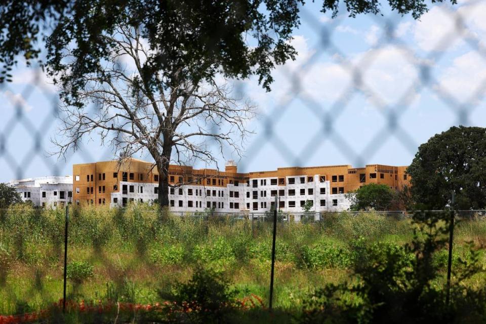 A new apartment development coming together in May on land that once housed affordable housing development Cavile Place in Fort Worth’s Stop Six neighborhood. Many experts believe building more multifamily residences is an essential but insufficient step towards lowering housing costs.