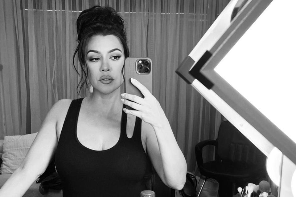 <p>Kourtney Kardashian Instagram</p> Kourtney Kardashian Shares Stylish New Baby Bump Photos