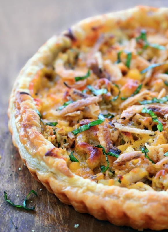 <p>The Gunny Sack</p><p>This Thanksgiving pizza recipe is the best way to eat Thanksgiving leftovers. It has turkey, mashed potatoes, stuffing and more all in a puff pastry crust! </p><p><strong>Get the recipe: <a href="https://www.thegunnysack.com/thanksgiving-pizza/" rel="nofollow noopener" target="_blank" data-ylk="slk:The Gunny Sack;elm:context_link;itc:0;sec:content-canvas" class="link ">The Gunny Sack</a></strong></p>