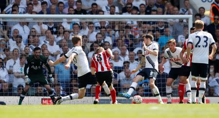 Britain Soccer Football - Tottenham Hotspur v Southampton - Barclays Premier League - White Hart Lane - 8/5/16 Steven Davis scores the second goal for Southampton Action Images via Reuters / John Sibley Livepic EDITORIAL USE ONLY.