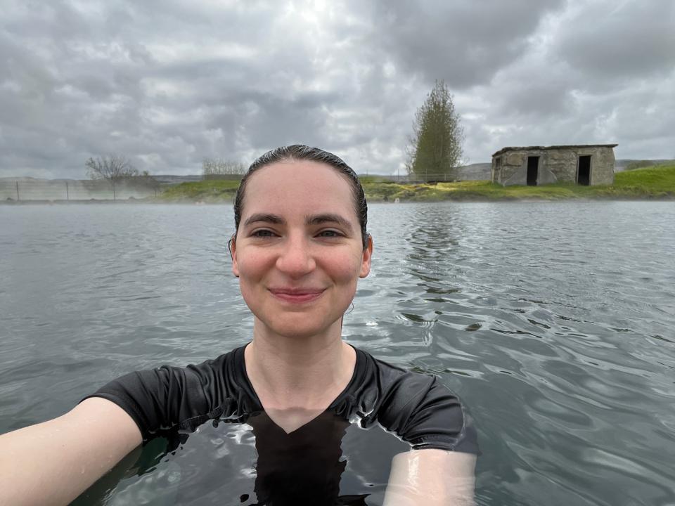 Talia Lakritz at the Secret Lagoon in Iceland