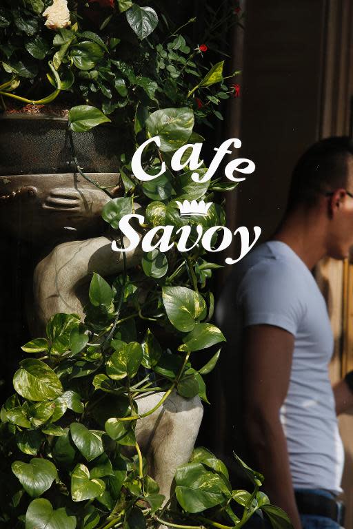 A window of the famous meeting place for the gay community, 'Cafe Savoy', pictured in Vienna's Old Town, on May 2, 2014