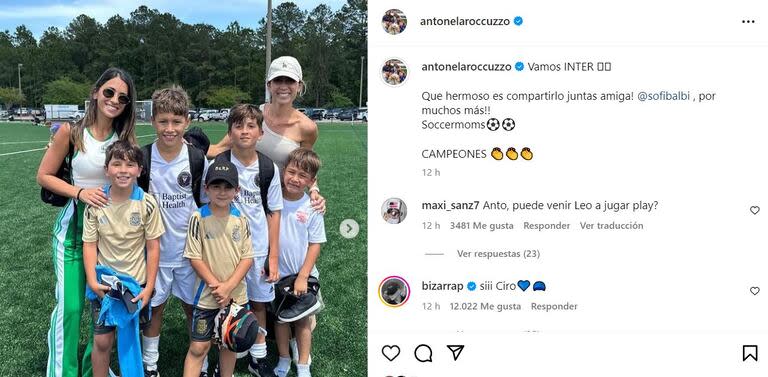 La foto en familia de Antonela Roccuzzo y Sofía Balbi, sumado al comentario de Bizarrap por la gorra de Ciro Messi