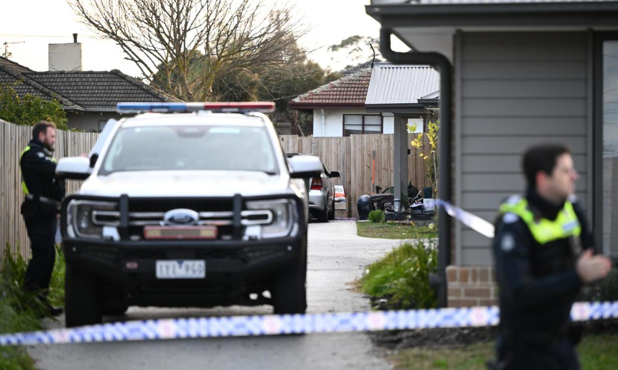 <span>Victoria police outside a Broadmeadows home where four bodies were discovered early on Tuesday morning.</span><span>Photograph: Joel Carrett/AAP</span>
