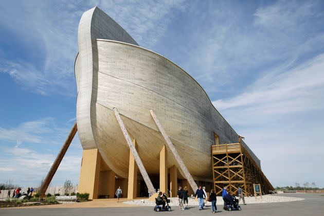 Here is a life-sized replica of Noah's Ark at The Ark Encounter in Williamstown, Kentucky. House Speaker Mike Johnson (R-La.) previously sued to get tax breaks for this park, which is based on the Genesis flood narrative in the Bible.