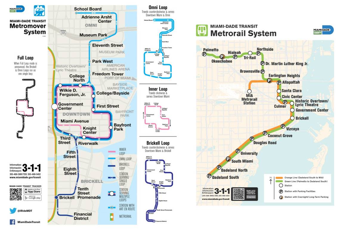 Metromover map that may help you get to the 2024 Lexus Corporate Run on April 25, 2024. Miami-Dade Transit