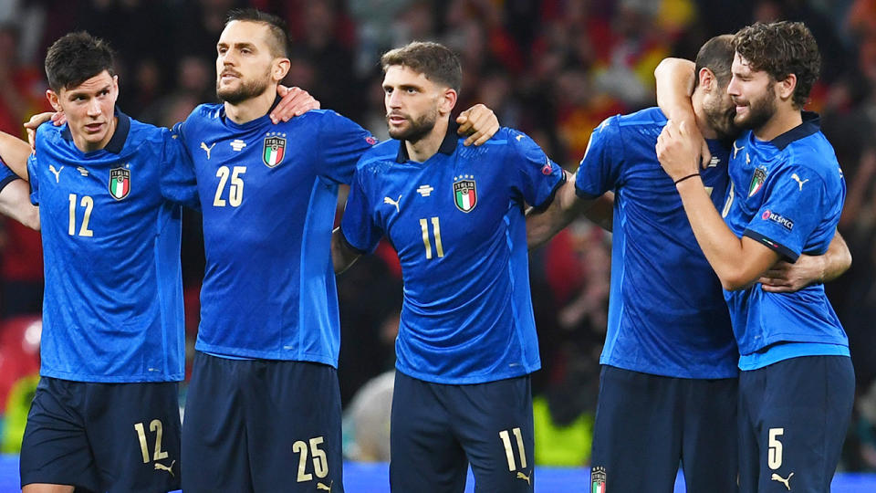 Italy players, pictured here during their Euro 2020 semi-final against Spain.