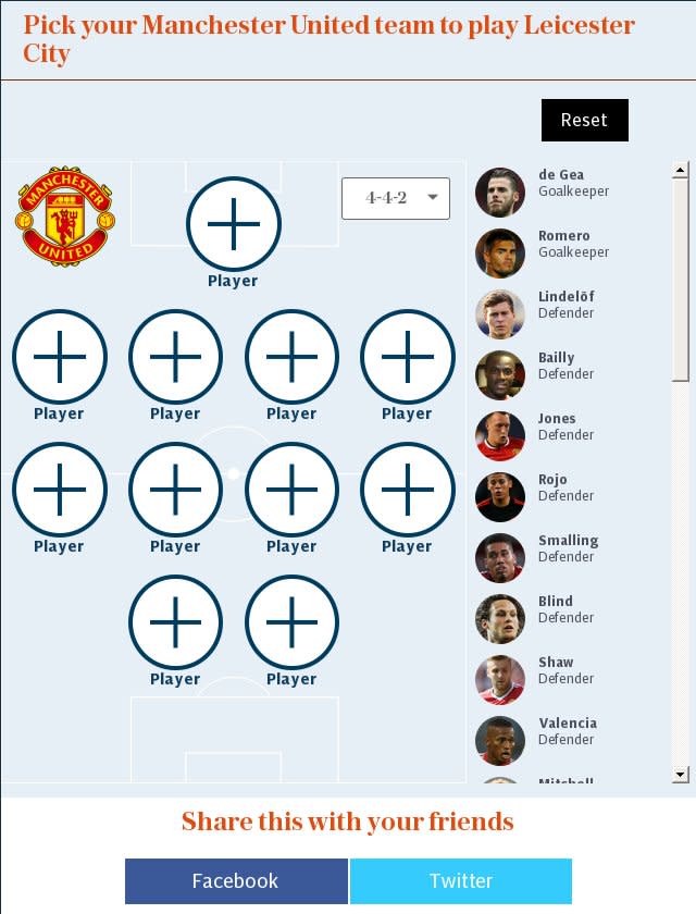 Pick your Manchester United team to play Swansea