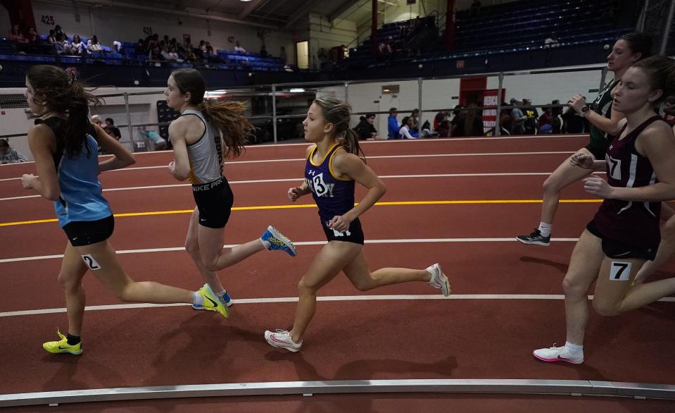 John Jay's Sloan Wasserman wins the 1500-meter run with a 4:53.49 time during the Westchester County Track & Field Championships at Armory Track & Field Center on Saturday, Jan. 27, 2024.