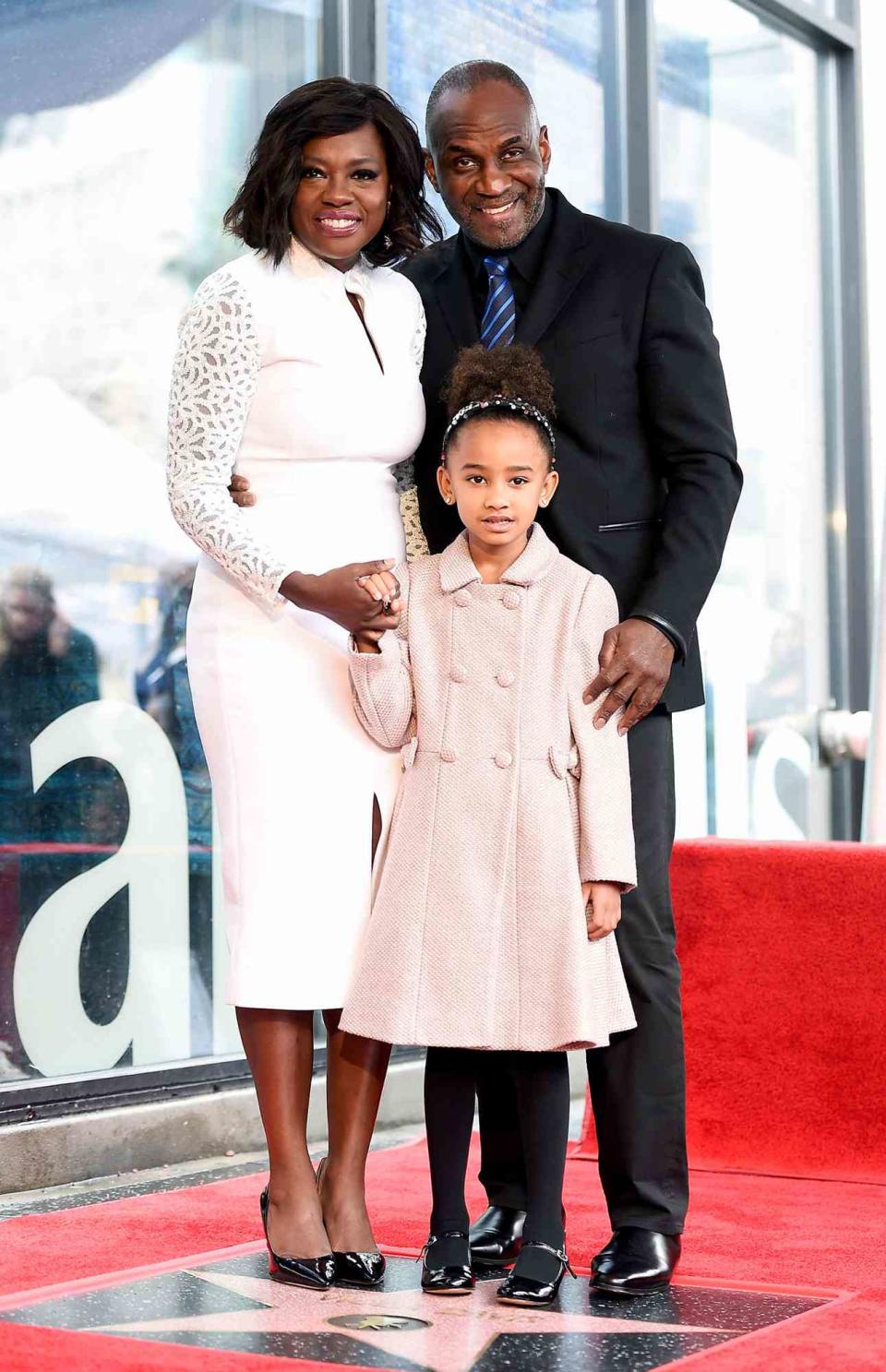 Viola Davis, Julius Tennon, and Genesis Tennon attend a ceremony honoing Viola Davis with a star on the Hollywood Walk of Fame on January 5, 2017 in Hollywood, California