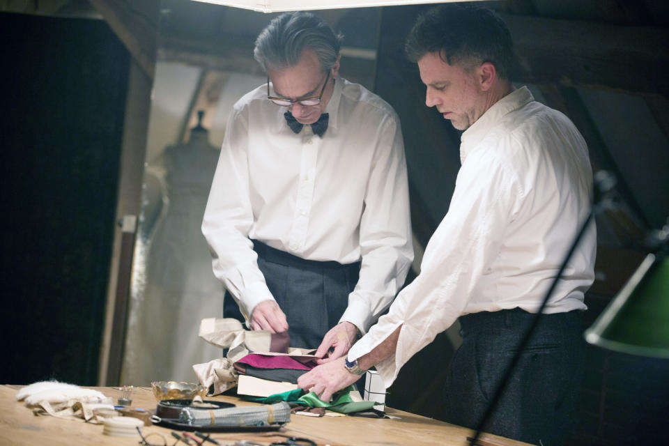 Day-Lewis and Paul Thomas Anderson on the set of <em>Phantom Thread.</em> (Photo: Laurie Sparham/Focus Features/Courtesy Everett Collection)