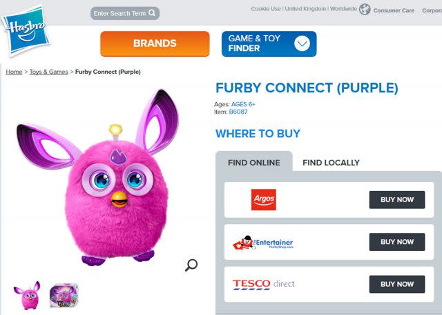 Screengrab taken from hasbro.com of the Furby Connect toy (PA)