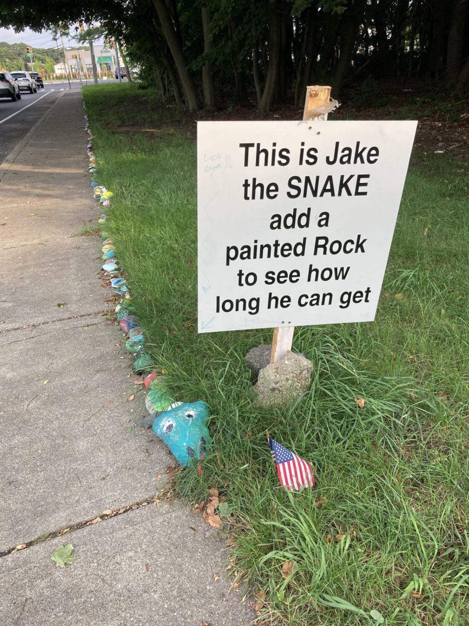 Jake the Snake has become a popular attraction in Warwick, with hundreds of rocks adding steadily to its length.