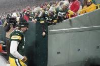 Green Bay Packers' Aaron Rodgers leaves the field after an NFC divisional playoff NFL football game against the San Francisco 49ers Saturday, Jan. 22, 2022, in Green Bay, Wis. The 49ers won 13-10 to advance to the NFC Chasmpionship game. (AP Photo/Morry Gash)