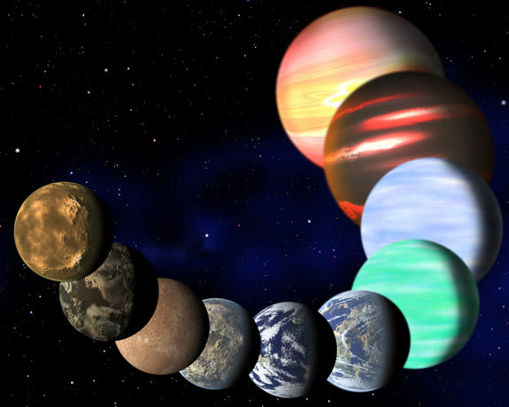 This artist's illustration represents the variety of planets being detected by NASA's Kepler spacecraft. Scientists now say that one in six stars hosts an Earth-size planet.