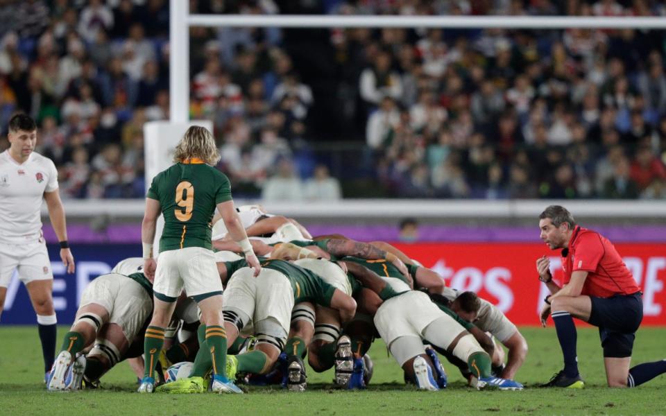 A reset scrum in the 2019 World Cup final - AP Photo/Mark Baker