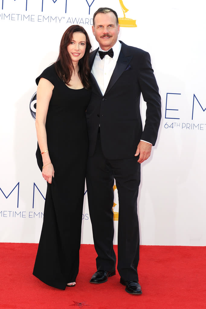 Bill Paxton and wife Louise Newbury arrive at the 64th Primetime Emmy Awards at the Nokia Theatre in Los Angeles on September 23, 2012.