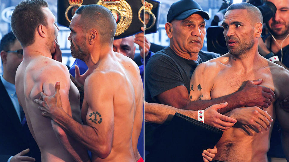 Mundine lashed out at Horn in a fiery weigh-in. Pic: Getty