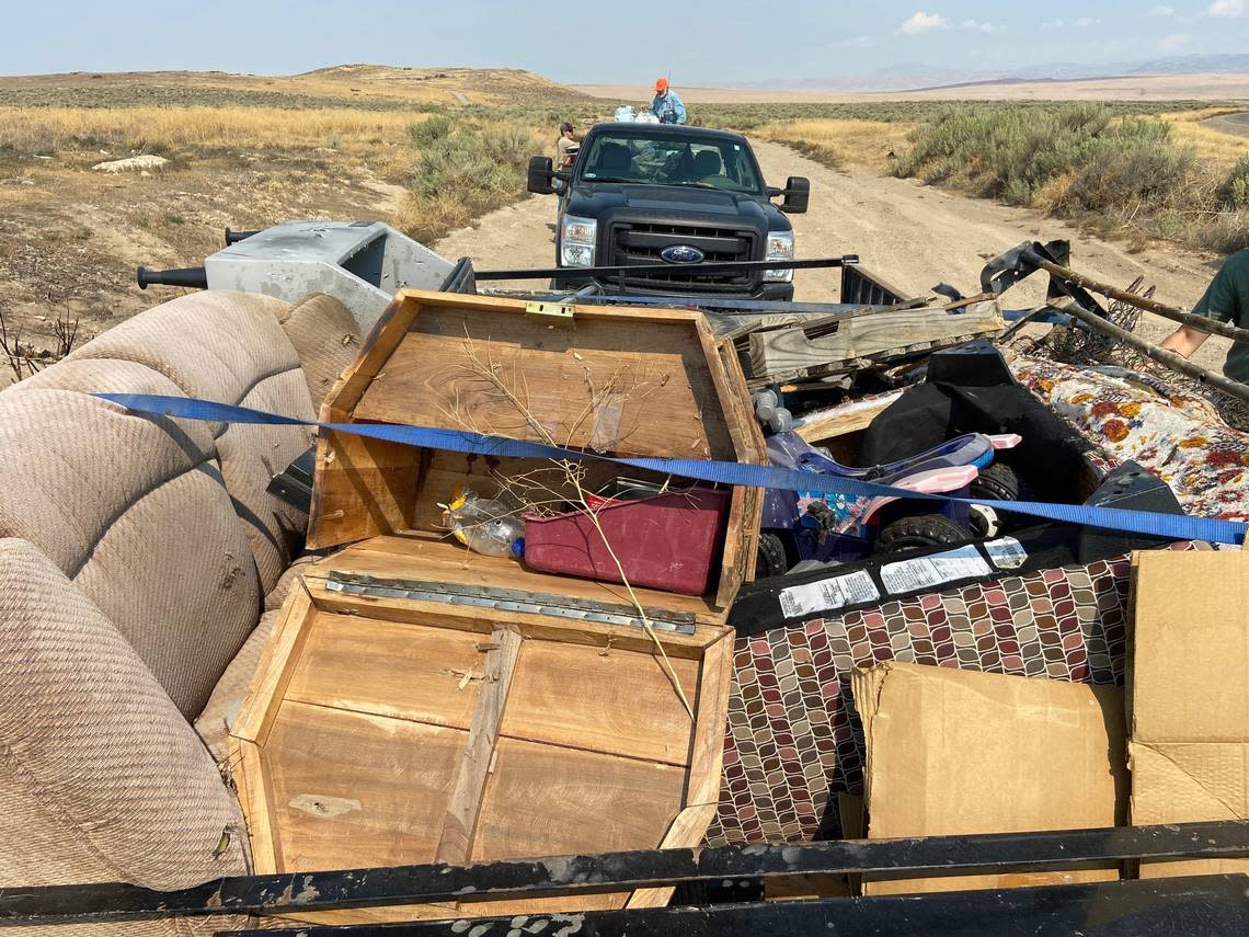 The Idaho Department of Lands cleaned up two trailers and two pickup truck beds’ worth of garbage at a public land parcel near Mountain Home.