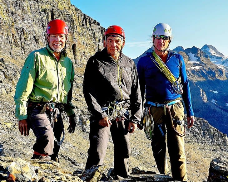 <span class="article__caption">Brian Kennedy, Al Hofmeister and Jack Beard on The Great Gendarme, in Montana, in August 2019.</span> (Photo: Courtesy of Brian Kennedy)