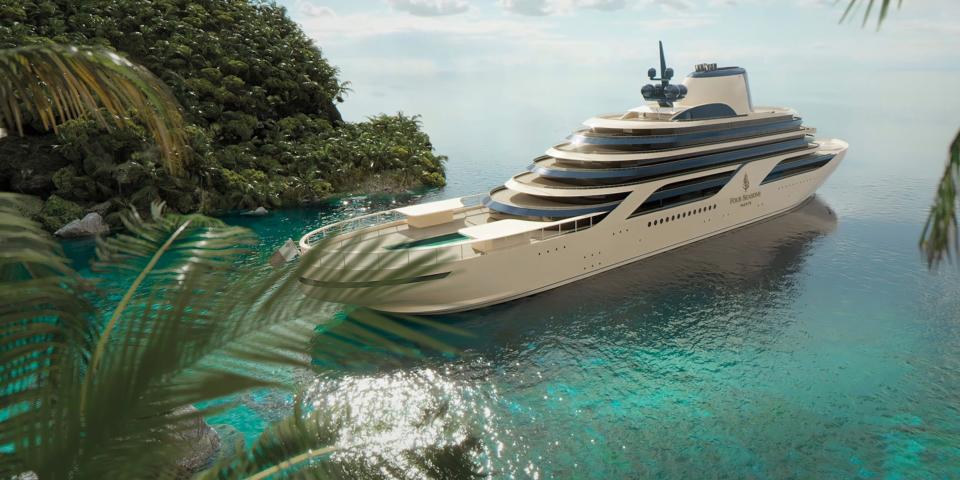 A rendering of the upcoming Four Seasons yacht-cruise ship