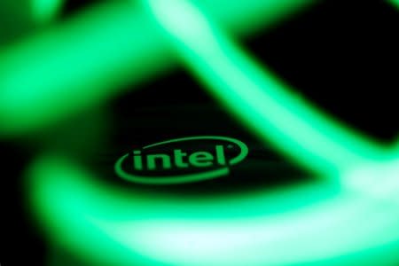 Intel logo is seen behind LED lights in this illustration taken January 5, 2018.  REUTERS/Dado Ruvic/Illustration