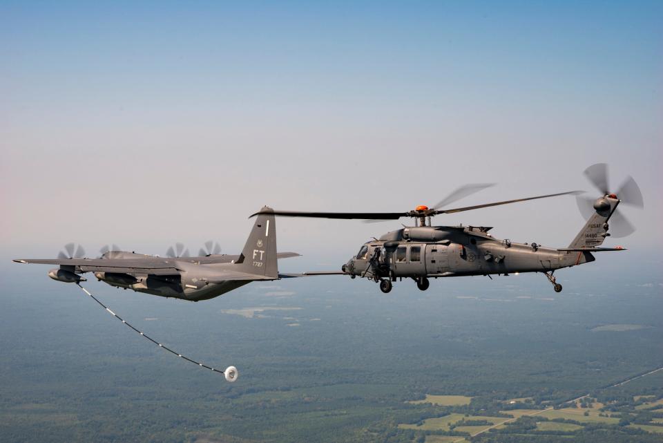 HH-60W Jolly Green helicopter HC-130J tanker refueling