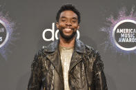 LOS ANGELES, CALIFORNIA - NOVEMBER 24: Chadwick Boseman attends the 47th Annual American Music Awards® - Press Room at Microsoft Theater on November 24, 2019 in Los Angeles, California. (Photo by David Crotty/Patrick McMullan via Getty Images)