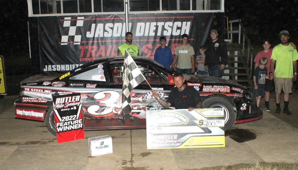 Ryan Crocker celebrates his victory Saturday in the RMP Trucking FWD Division