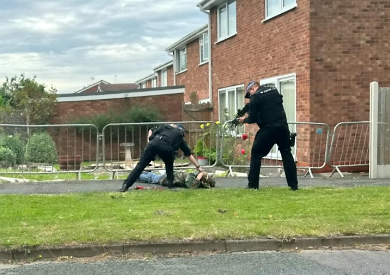 Armed police swooped on the youngster on a street in Droitwich, Worcestershire. (SWNS)