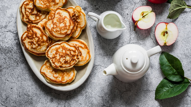 Apple pancakes on plate