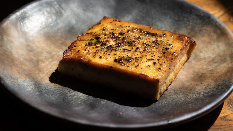 Pan-seared Tofu by Philadelphia chef Rich Landrau is made to "taste like steak," Buettner said. The recipe is in his book “<a href="https://www.amazon.com/s?k=blue+zones+american+kitchen&hvadid=594986956283&hvdev=c&hvlocphy=9010928&hvnetw=g&hvqmt=e&hvrand=11287330209161266417&hvtargid=kwd-1654096646351&hydadcr=7661_9903418&tag=googhydr-20&ref=pd_sl_6t2ksl9f25_e">The Blue Zones American Kitchen: 100 Recipes to Live to 100</a>." - David McLain