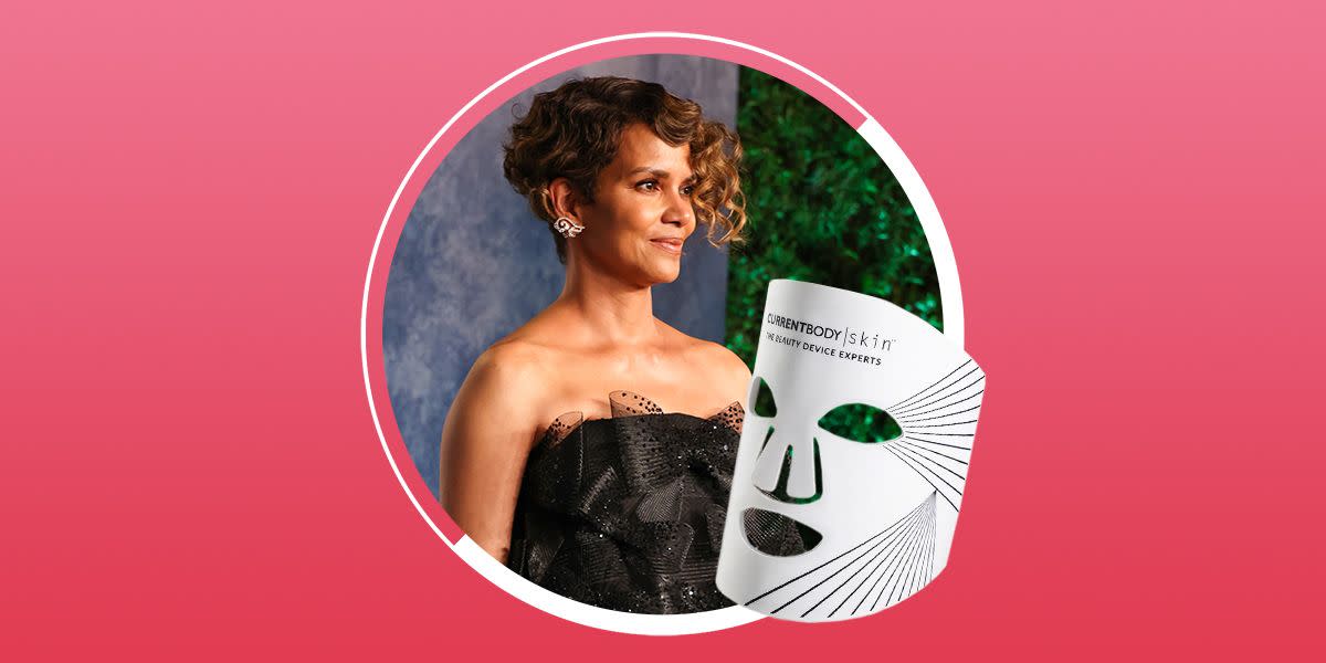 halle berry at academy awards 2023 and currentbody led fask mask