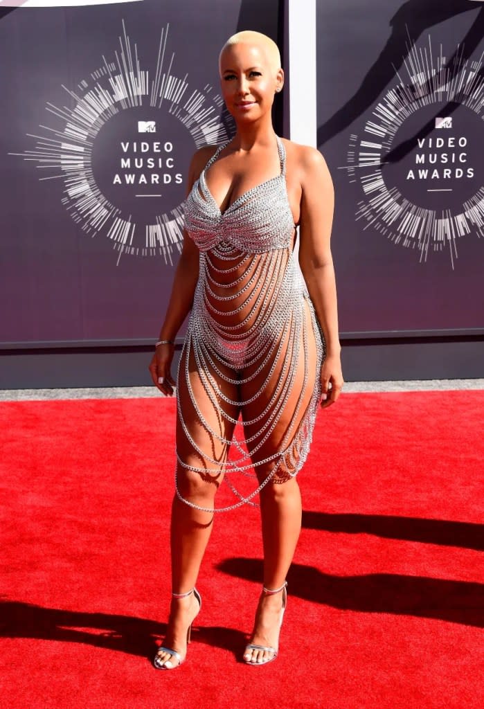 Amber Rose arrives at the 2014 MTV VMAs (Getty Images)