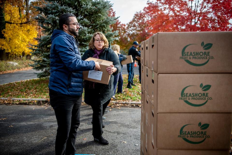 The Bergen County Food Security Task Force, spearheaded by County Commissioner Tracy Zur, during a Thanksgiving food distribution event in 2021.