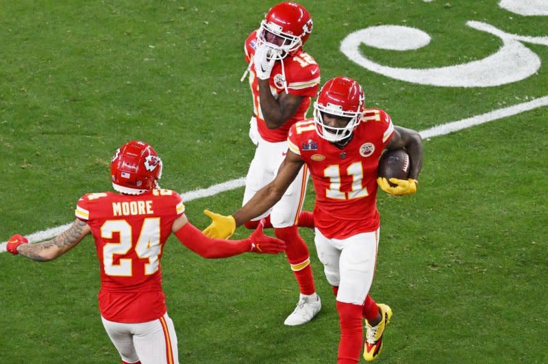 Wide receiver Marquez Valdes-Scantling (11) won two Super Bowl titles with the Kansas City Chiefs. File Photo by Jon SooHoo/UPI