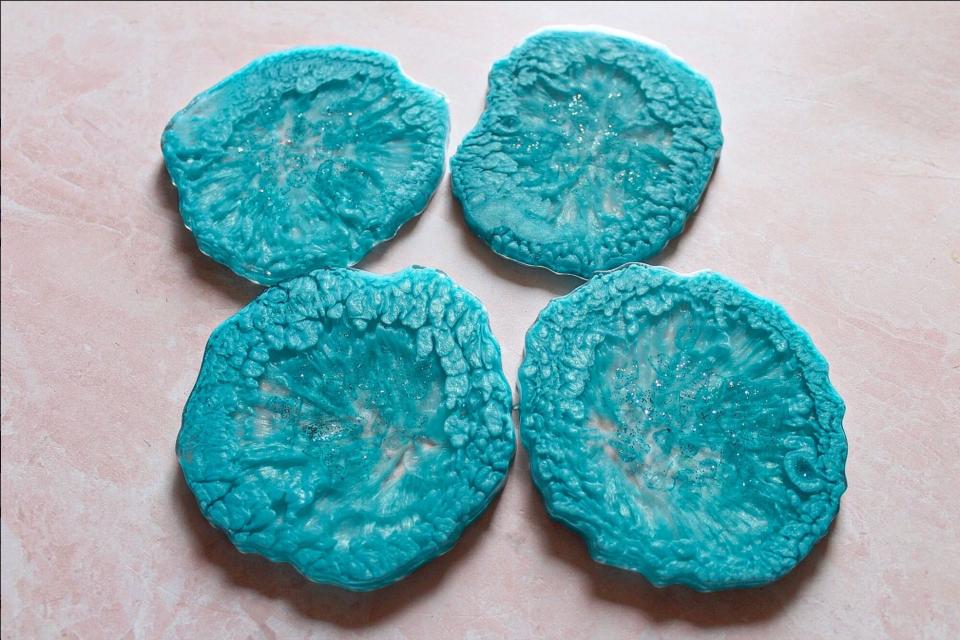 Mercia Moore Teal Agate Coaster Set