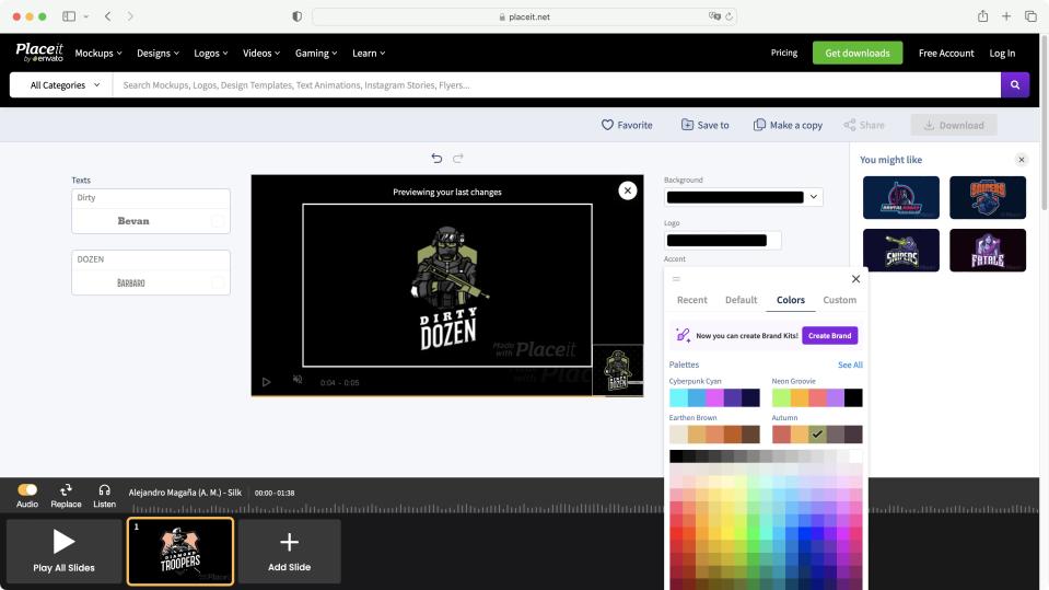 PlaceIt by Envato, the logo maker and graphic design software, during our review process