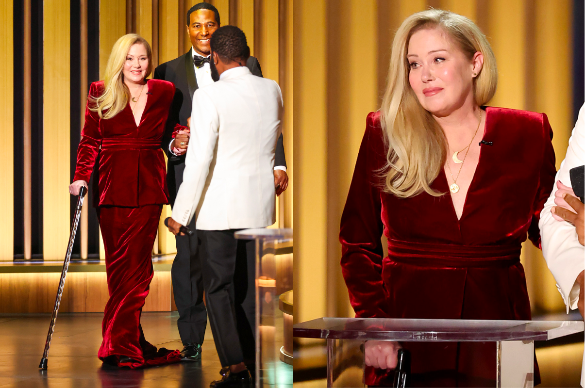 Actress Christina Applegate presented at the 75th Emmys, with a cane in hand. (Photo by Monica Schipper/WireImage)