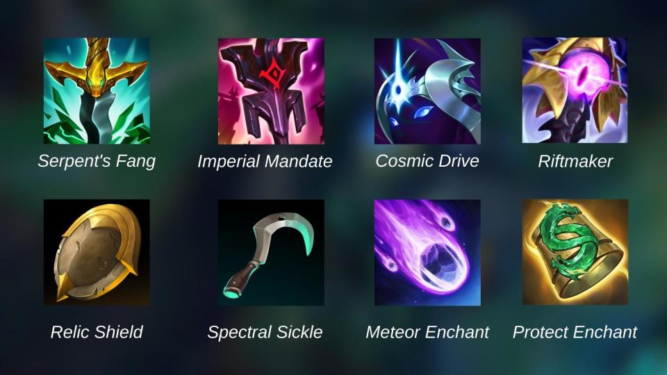 These are the six new items, and two new enchants that will be part of 3.4 (Photo: Riot Games)