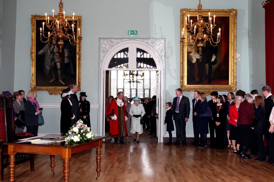 NORFOLK, ENGLAND - FEBRUARY 6: Queen Elizabeth II during a visit to Kings Lynn Town Hall where she saw exhibits and met local dignitaries on February 6, 2012 in Norfolk, England. Today is Accession Day, with the Queen celebrating 60 years to the day since she became Monarch. (Photo by Chris Radburn - WPA Pool/Getty Images)