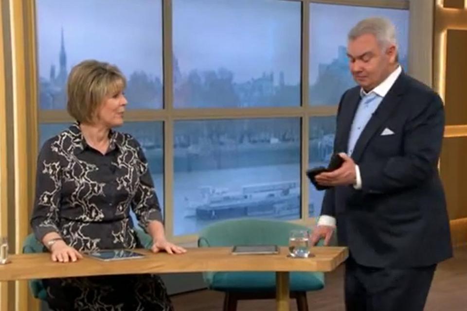 Cringing: Langsford was less than impressed with her husband's antics (ITV This Morning)