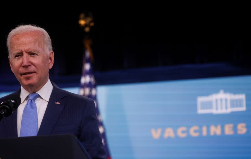 U.S. President Joe Biden speaks about the administration's coronavirus response at the White House in Washington