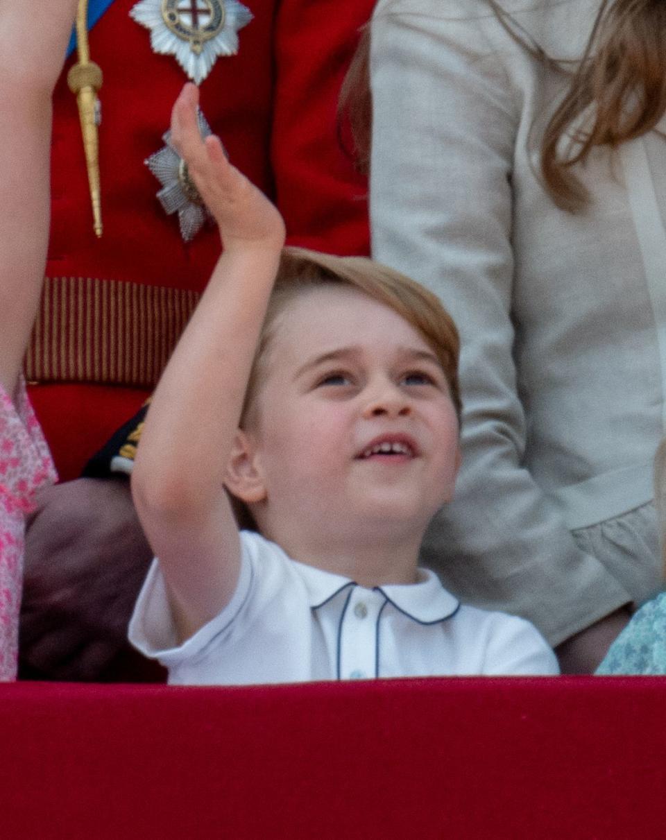 <p>Prince George waving up at the planes.</p>