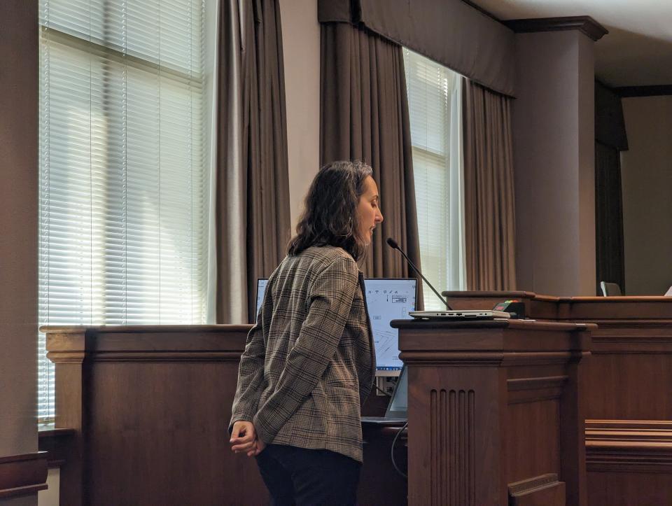 County Planner Shannon Capezzali introduced the Miramar Variance to the Buncombe County Board of Adjustment on Jan. 11.