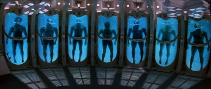 Bodies suspended in liquid in a spaceship