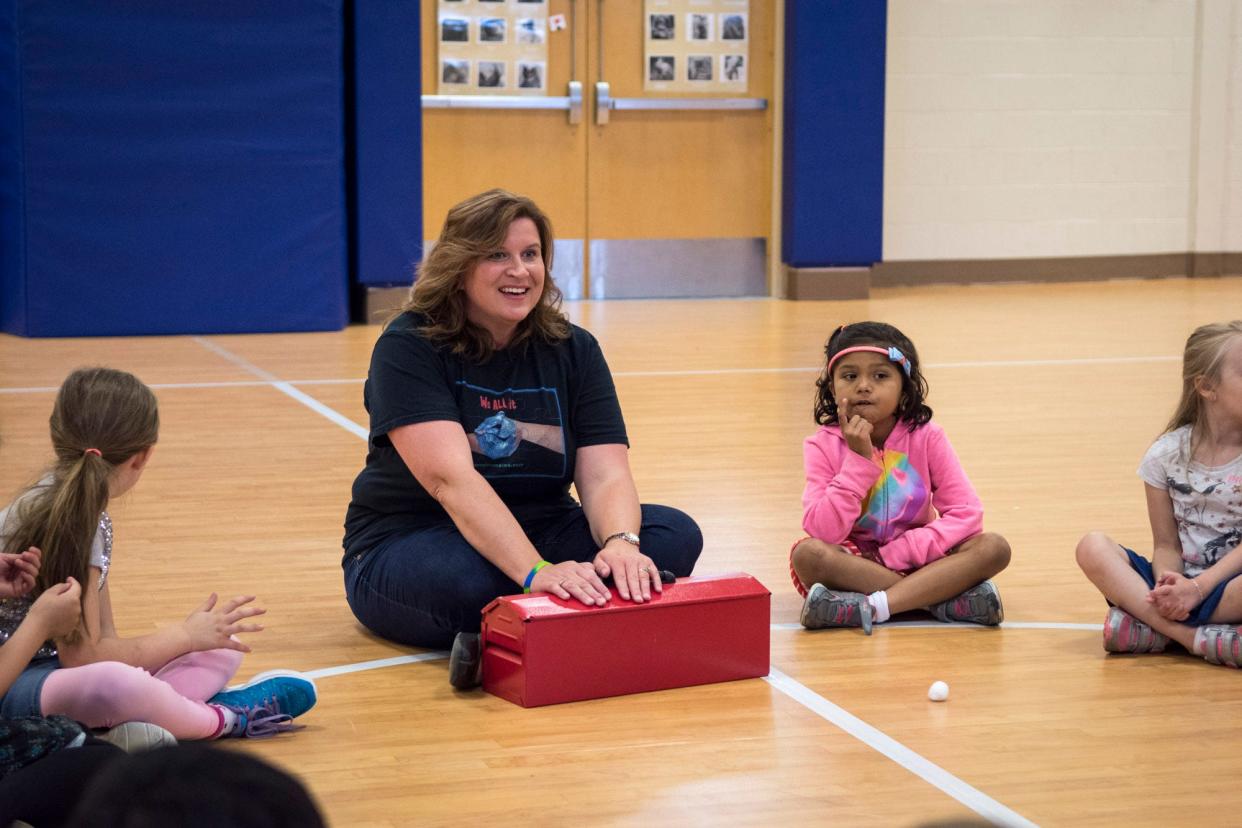 Chelsea Budde, the co-founder of Good Friend Inc., brings a physical toolbox to elementary school programs to introduce the concept of social emotional regulation tools and how they might be different depending on one's neurology.