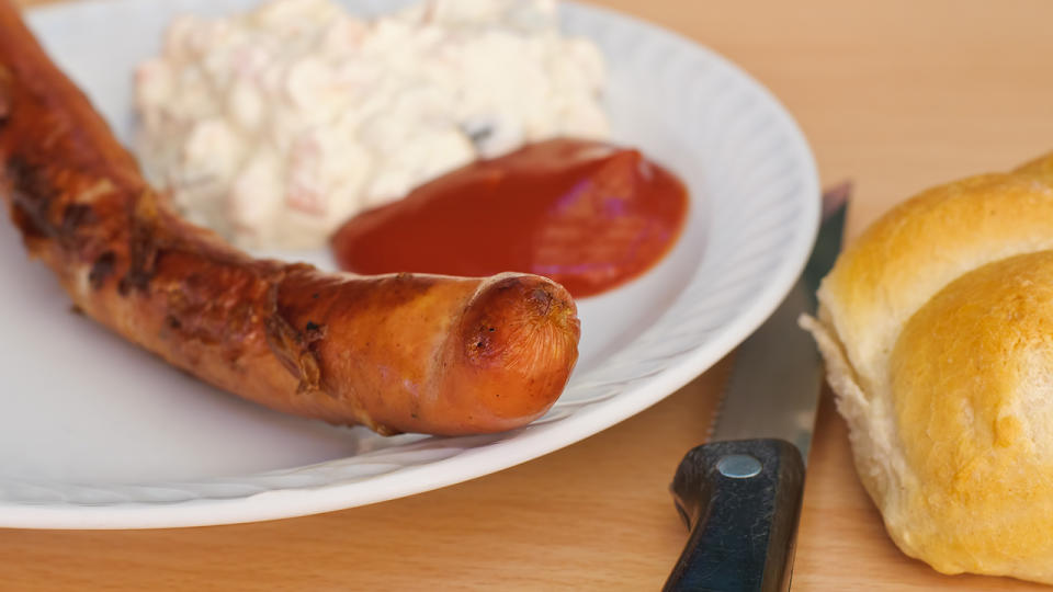 The woman had gotten to the end of her kransky meal when she found the piece of glass. Source: Getty Images