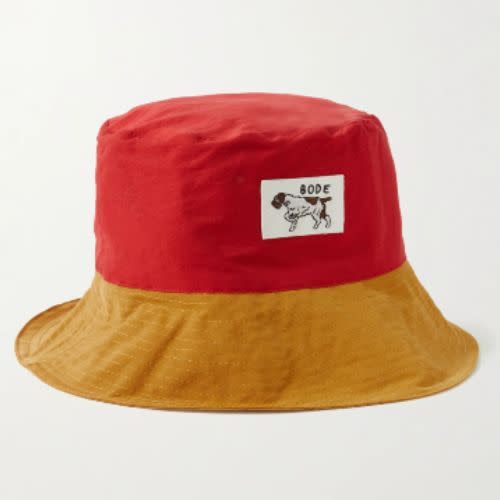 Appliquéd Color-Block Cotton-Blend Faille Bucket Hat